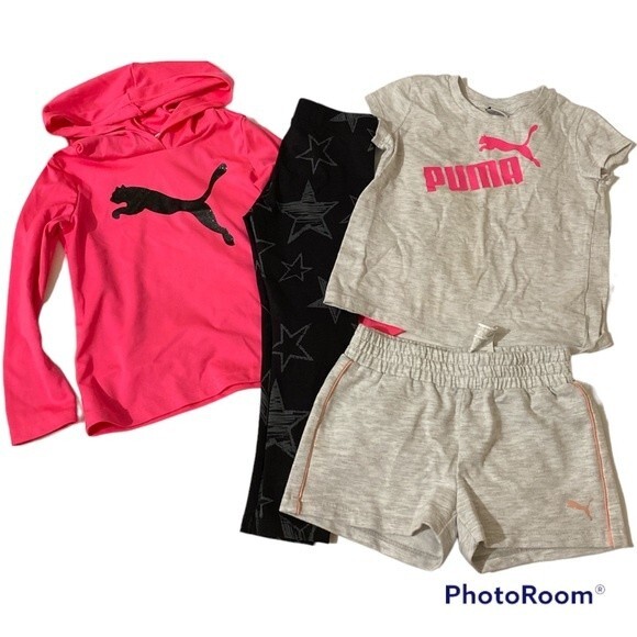 Puma Kid's Lots Of 4 T-Shirt Hoodie Short Leggings Matching Set Size XXS 3-4 - Picture 1 of 9